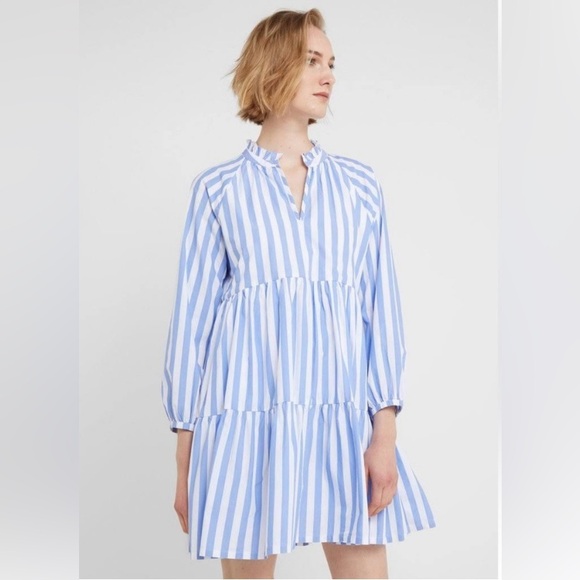 J. Crew Tiered cotton poplin mini dress in Barrie stripe- XXS - Picture 2 of 16